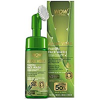 WOW Skin Science Foaming Aloe Vera Face Wash | Built in Brush for Deep Cleansing | For Oily & Dry Skin | Anti Acne | Gentle, Clear Skin | Paraben & Sulphates Free | Face Wash for Women & Men | 150 ml