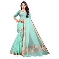 Indian Fashionista Womens Manipuri Cotton Saree With Blouse (Jv-Manipuriplain-Skyblue_Skyblue_Free Size)