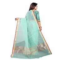 Indian Fashionista Womens Manipuri Cotton Saree With Blouse (Jv-Manipuriplain-Skyblue_Skyblue_Free Size)