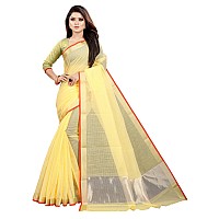 Indian Fashionista Womens Manipuri Cotton Saree With Blouse (Jv-Manipuriplain-Yellow_Yellow_Free Size)