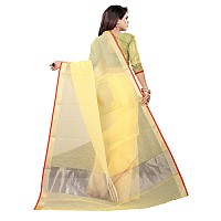 Indian Fashionista Womens Manipuri Cotton Saree With Blouse (Jv-Manipuriplain-Yellow_Yellow_Free Size)