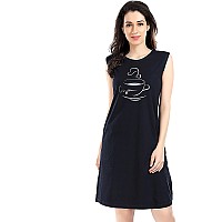 Av2 Women Cotton Graphic Print Short Night Dress Navy Xl