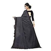 FAB DADU Womens Imported Silk Fancy Frill Ruffle Grey Saree With Blouse Piece (SR-10137-Grey)