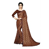 FAB DADU Womens Imported Silk Fancy Saree With Blouse Piece (SR-10136-Brown)