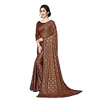 FAB DADU Womens Imported Silk Fancy Saree With Blouse Piece (SR-10136-Brown)