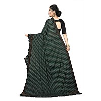 FAB DADU Womens Imported Silk Fancy Frill Ruffle Green Saree With Blouse Piece (SR-10137-Green)