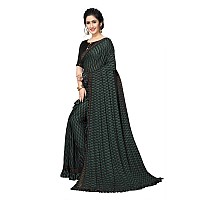 FAB DADU Womens Imported Silk Fancy Frill Ruffle Green Saree With Blouse Piece (SR-10137-Green)