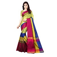 DHRUVI TRENDZ Womens Art Silk Saree With Blouse Piece (Dt-S1316_Parrot Green & Pink_Free Size_Parrot Green & Pink)