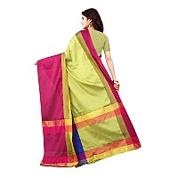 DHRUVI TRENDZ Womens Art Silk Saree With Blouse Piece (Dt-S1316_Parrot Green & Pink_Free Size_Parrot Green & Pink)