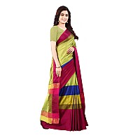 DHRUVI TRENDZ Womens Art Silk Saree With Blouse Piece (Dt-S1316_Parrot Green & Pink_Free Size_Parrot Green & Pink)