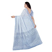 RANI SAAHIBA Womens Pure Cotton Printed Saree Without Blouse Piece (SKR5268_White-Grey)