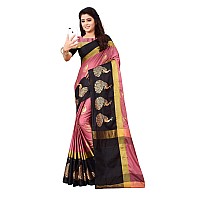 Dhruvi Trendz Womens Banarasi Cotton Silk Saree With UnStitched Blouse DtS152PurpleFree SizePurple