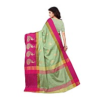 DHRUVI TRENDZ Womens Banarasi Silk Cotton Saree With Blouse Piece (Dt-S149_Green_Free Size_Green)