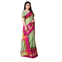 DHRUVI TRENDZ Womens Banarasi Silk Cotton Saree With Blouse Piece (Dt-S149_Green_Free Size_Green)