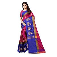 OM SAI LATEST CREATION Womens Soft Cotton Silk Z-Card Print Foli Work Saree with Blouse Piece-Free Size (Pink)