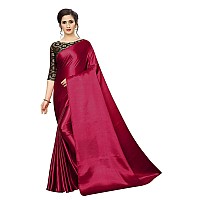 Blue Wish Womens Jacquard Satin Saree With Blouse Piece (Satin Silk With Matka_Maroon)