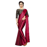 Blue Wish Womens Jacquard Satin Saree With Blouse Piece (Satin Silk With Matka_Maroon)