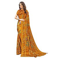 Jaanvi fashion Womens Crepe Silk Printed Saree With Blouse(ethnic-angle-8507-b,Mustard)