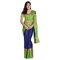 Leriya Fashion Womens Cotton Silk Solid Saree with Belt-Free Size (Blue)