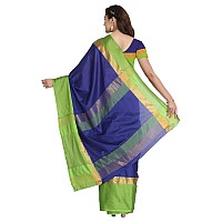 Leriya Fashion Womens Cotton Silk Solid Saree with Belt-Free Size (Blue)