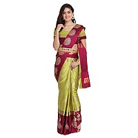 Leriya Fashion Womens Soft Cotton Silk Foli Work (jari Work) Saree with Belt(Free Size) (Pink)