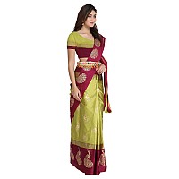 Leriya Fashion Womens Soft Cotton Silk Foli Work (jari Work) Saree with Belt(Free Size) (Pink)