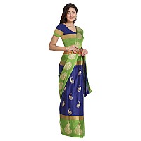 Leriya Fashion Womens Soft Cotton Silk Foli Work (jari Work) Saree with Belt(Free Size) (Blue)