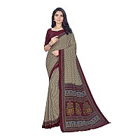 Vimla Womens Beige Crepe Silk Uniform Saree with Blouse (Beige_ 1306_AC)