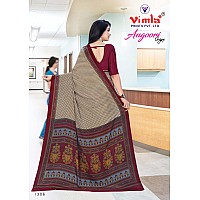 Vimla Womens Beige Crepe Silk Uniform Saree with Blouse (Beige_ 1306_AC)