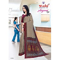 Vimla Womens Beige Crepe Silk Uniform Saree with Blouse (Beige_ 1306_AC)