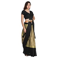 Leriya Fashion Womens Cotton Silk Solid Saree with Belt-Free Size (Grey)