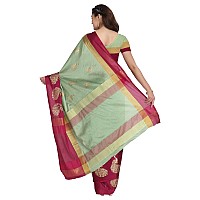 DHRUVI TRENDZ Womens Chanderi Cotton Saree With Blouse Piece (Dt-S149&B4_Pista Green)