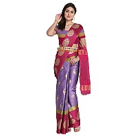 DHRUVI TRENDZ Womens Chanderi Cotton Saree With Blouse Piece (Dt-S155&B4_Purple)