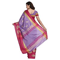 DHRUVI TRENDZ Womens Chanderi Cotton Saree With Blouse Piece (Dt-S155&B4_Purple)