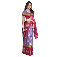 DHRUVI TRENDZ Womens Chanderi Cotton Saree With Blouse Piece (Dt-S155&B4_Purple)