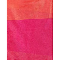 OM SAI LATEST CREATION Womens Soft Cotton Silk Plain line Saree with Blouse Piece-Free Size (Orange) (Pink)