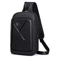 Arctic Hunter Sling Bag for Men Stylish Side Bag with USB Port Anti-theft Water-resistant Shoulder Crossbody Bag for Upto 9.7-inch iPad Biking Travel Business College,Black