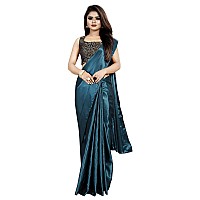 Blue Wish Womens Jacquard Satin Saree With Blouse Piece (Satin Silk With Matka_PEACOCK)