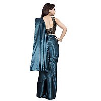 Blue Wish Womens Jacquard Satin Saree With Blouse Piece (Satin Silk With Matka_PEACOCK)