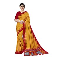 Vimla Womens Yellow Malgudi Art Silk Uniform Saree with Blouse Piece (2436_Yellow)