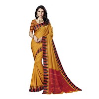 Vimla Womens Yellow Malgudi Art Silk Uniform Saree with Blouse Piece 2432Yellow