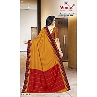 Vimla Womens Yellow Malgudi Art Silk Uniform Saree with Blouse Piece 2432Yellow