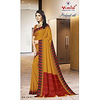 Vimla Womens Yellow Malgudi Art Silk Uniform Saree with Blouse Piece 2432Yellow