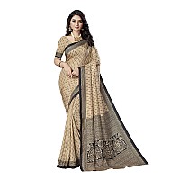 Vimla Womens Beige Malgudi Art Silk Uniform Saree with Blouse Piece (2433_Beige)