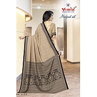 Vimla Womens Beige Malgudi Art Silk Uniform Saree with Blouse Piece (2433_Beige)