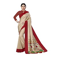 Vimla Womens Beige Malgudi Art Silk Uniform Saree with Blouse Piece (2443_Beige)