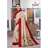 Vimla Womens Beige Malgudi Art Silk Uniform Saree with Blouse Piece (2443_Beige)