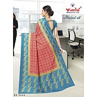 Vimla Womens Orange Malgudi Art Silk Uniform Saree with Blouse Piece (2444_Orange)