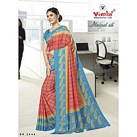 Vimla Womens Orange Malgudi Art Silk Uniform Saree with Blouse Piece (2444_Orange)