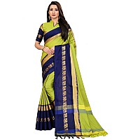 Blue Wish Womens Banarasi Art Silk Saree With Un-stitched Blouse (soft Cotton Silk_Green)